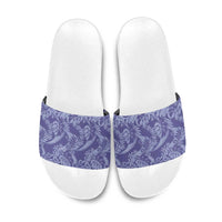 Tahiti Vareau Tiare Floral Slide Sandals Monstera Palm Tropical Leaves LT01 Purple - Polynesian Pride