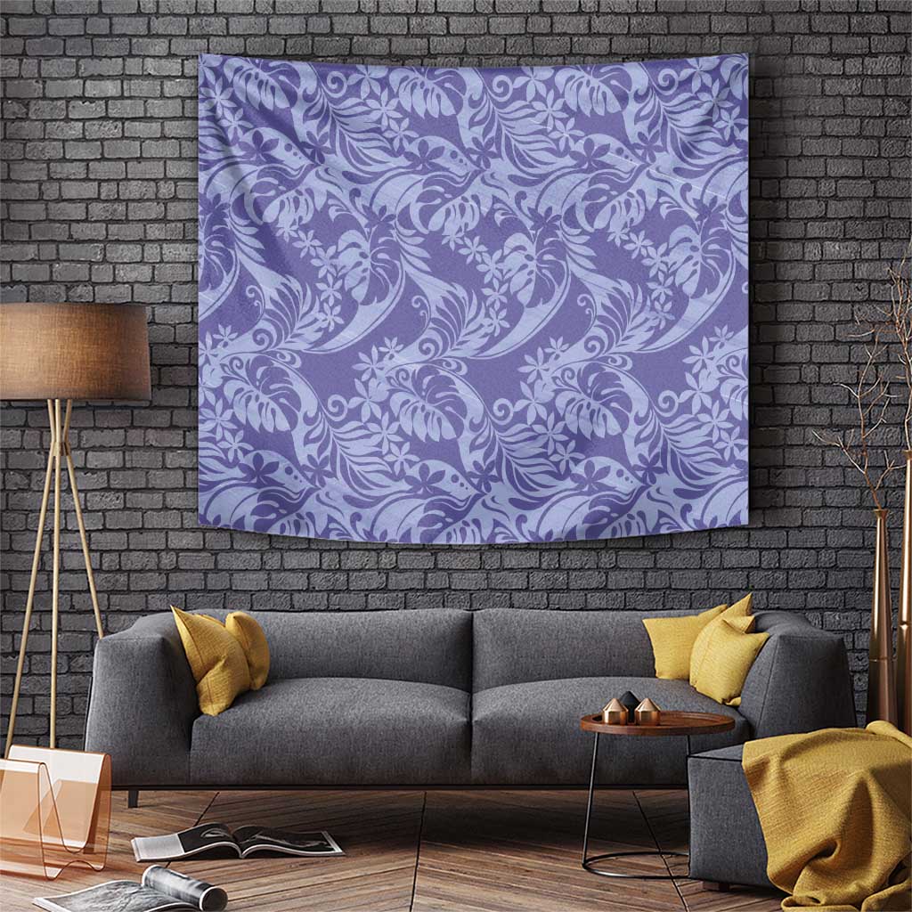 Tahiti Vareau Tiare Floral Tapestry Monstera Palm Tropical Leaves LT01 Purple - Polynesian Pride