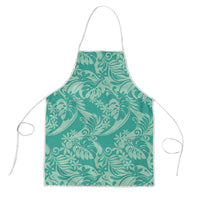 Tahiti Teal Tiare Floral Apron Monstera Palm Tropical Leaves LT01 Teal - Polynesian Pride