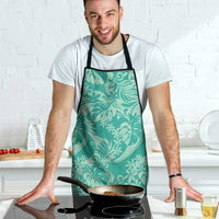 Tahiti Teal Tiare Floral Apron Monstera Palm Tropical Leaves LT01 - Polynesian Pride