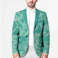Tahiti Teal Tiare Floral Blazer Monstera Palm Tropical Leaves LT01 - Polynesian Pride
