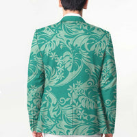 Tahiti Teal Tiare Floral Blazer Monstera Palm Tropical Leaves LT01 - Polynesian Pride