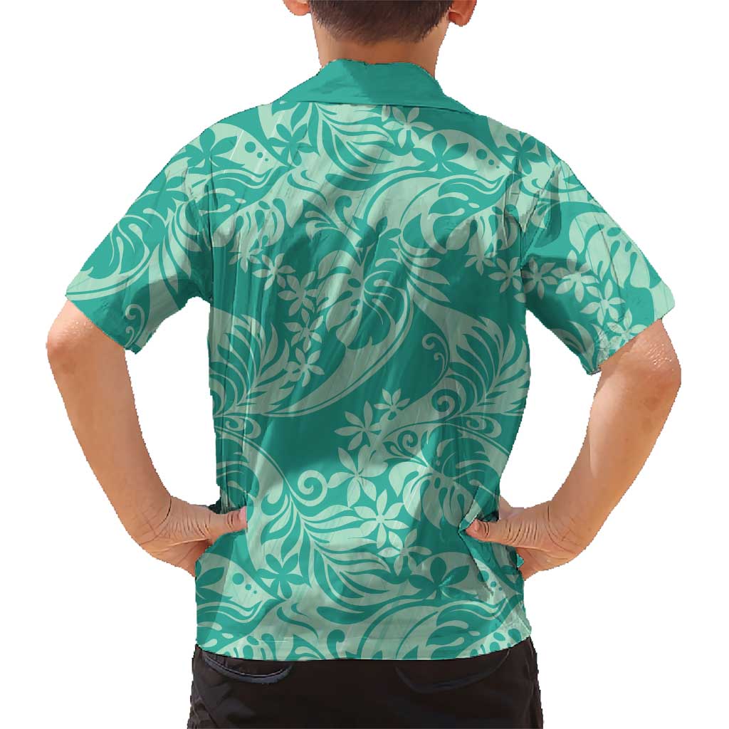 Tahiti Teal Tiare Floral Hawaiian Shirt Monstera Palm Tropical Leaves LT01 - Polynesian Pride