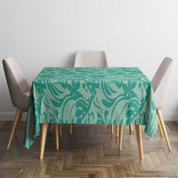 Tahiti Teal Tiare Floral Tablecloth Monstera Palm Tropical Leaves LT01 - Polynesian Pride