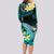 Hawaii Long Sleeve Bodycon Dress Polynesian Shark with Kakau Turquoise Version LT01 - Polynesian Pride