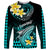 Hawaii Long Sleeve Shirt Polynesian Shark with Kakau Turquoise Version LT01 Unisex Turquoise - Polynesian Pride