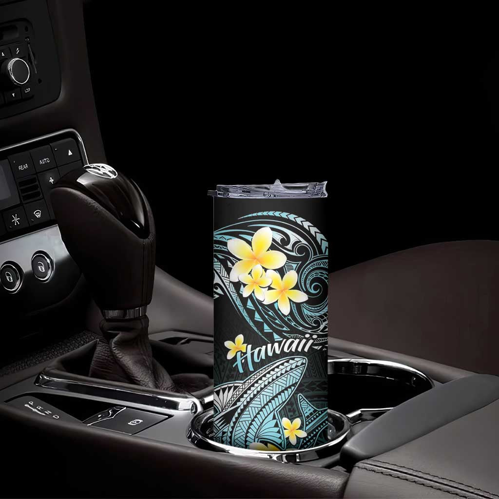 Hawaii Skinny Tumbler Polynesian Shark with Kakau Turquoise Version LT01 - Polynesian Pride
