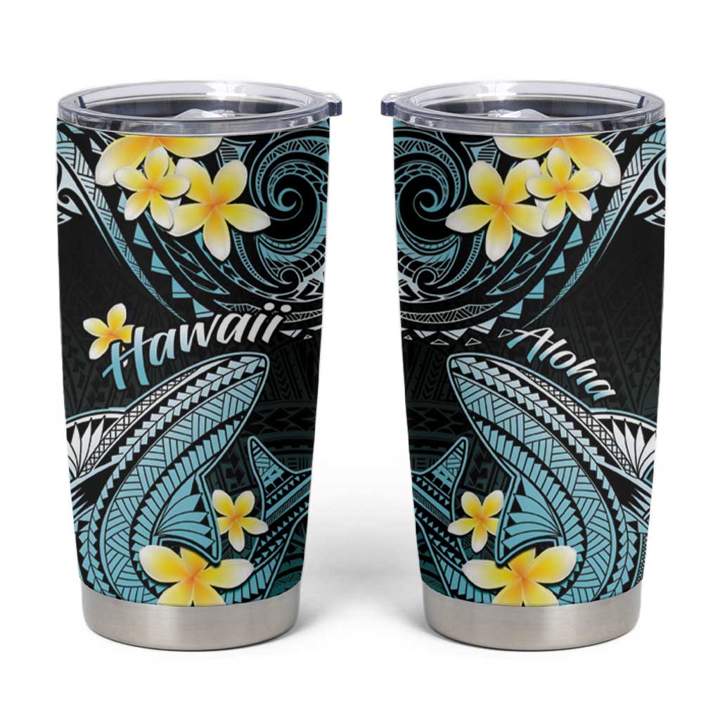 Hawaii Tumbler Cup Polynesian Shark with Kakau Turquoise Version LT01 Turquoise - Polynesian Pride