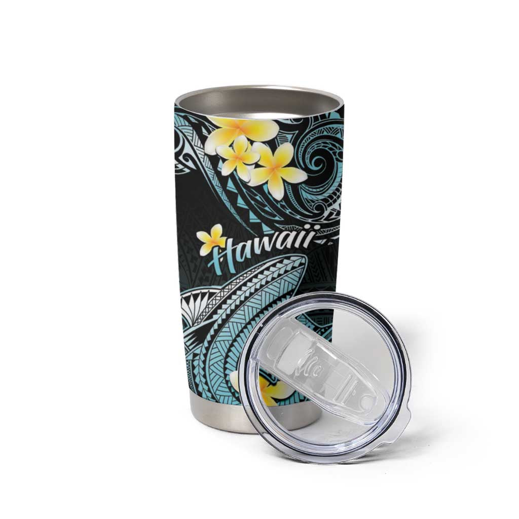 Hawaii Tumbler Cup Polynesian Shark with Kakau Turquoise Version LT01 - Polynesian Pride