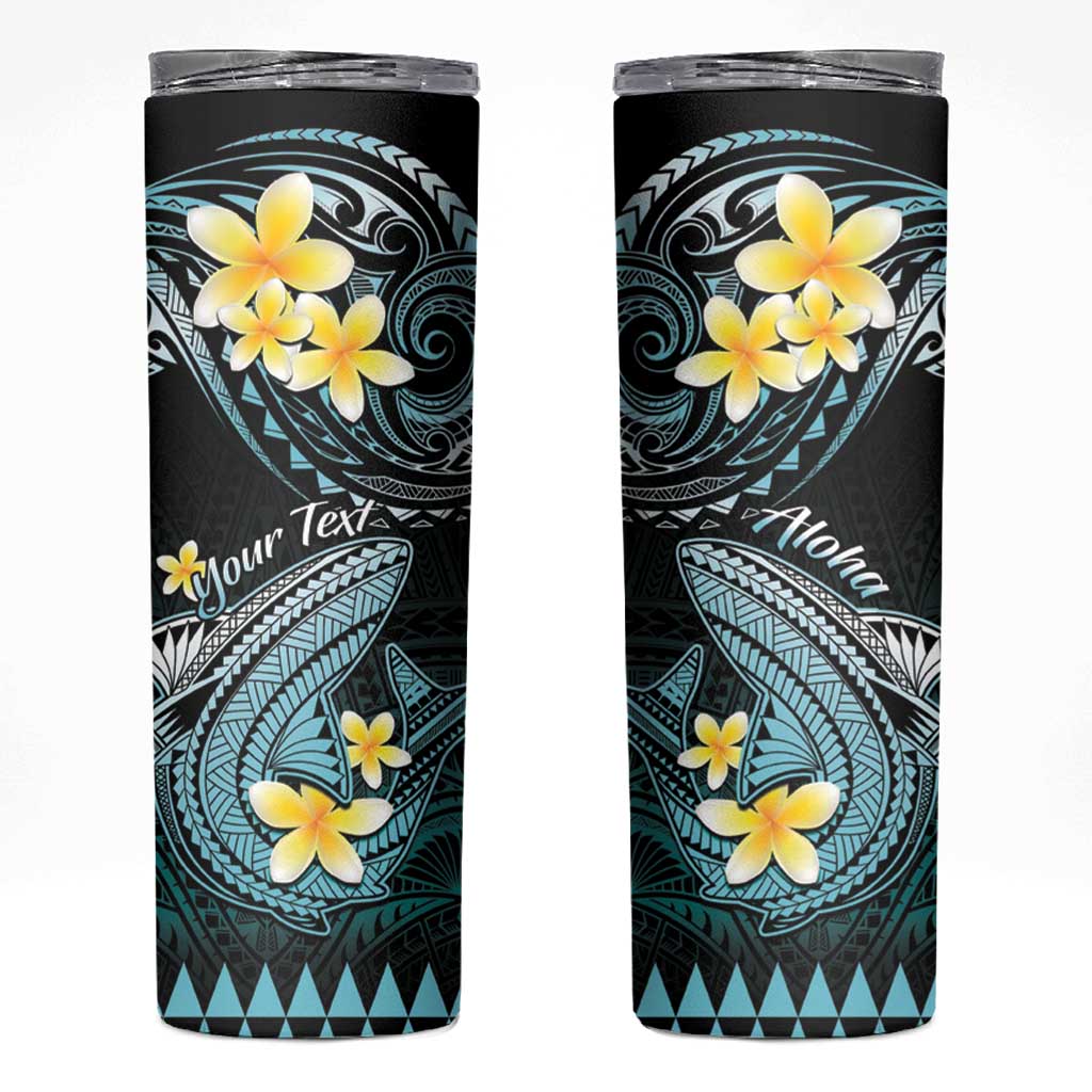 Personalised Hawaii Skinny Tumbler Polynesian Shark with Kakau Turquoise Version LT01 Turquoise - Polynesian Pride