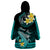 Personalised Hawaii Wearable Blanket Hoodie Polynesian Shark with Kakau Turquoise Version LT01 - Polynesian Pride