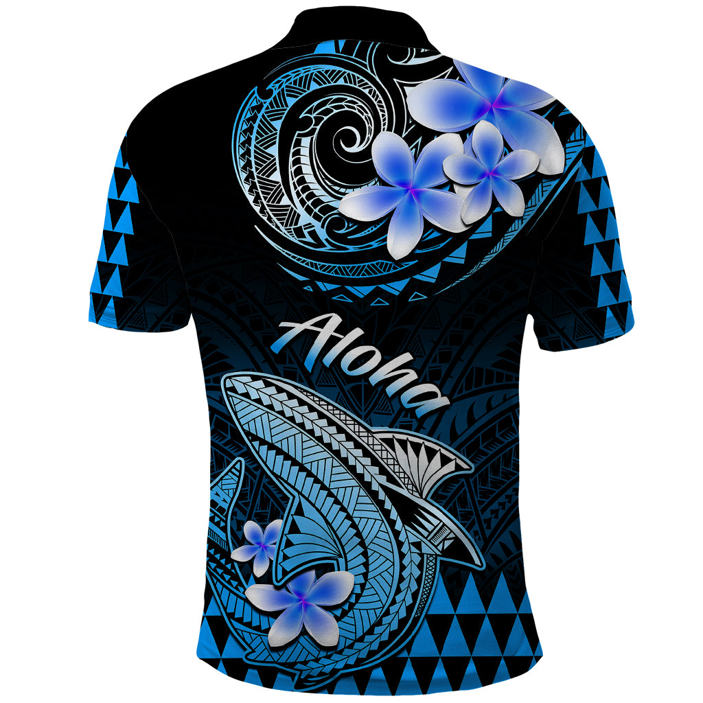 Hawaii Polo Shirt Polynesian Shark with Kakau Blue Version LT01 - Polynesian Pride