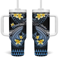 Hawaii Tumbler With Handle Polynesian Shark with Kakau Blue Version LT01 One Size: 40 oz Blue - Polynesian Pride