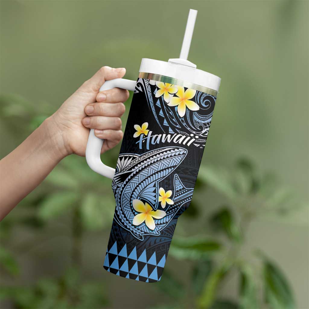Hawaii Tumbler With Handle Polynesian Shark with Kakau Blue Version LT01 - Polynesian Pride