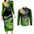 Hawaii Couples Matching Long Sleeve Bodycon Dress and Long Sleeve Button Shirts Polynesian Shark with Kakau Green Version LT01 Green - Polynesian Pride