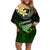 Hawaii Off Shoulder Short Dress Polynesian Shark with Kakau Green Version LT01 Women Green - Polynesian Pride