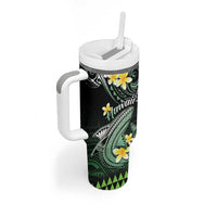 Hawaii Tumbler With Handle Polynesian Shark with Kakau Green Version LT01 - Polynesian Pride