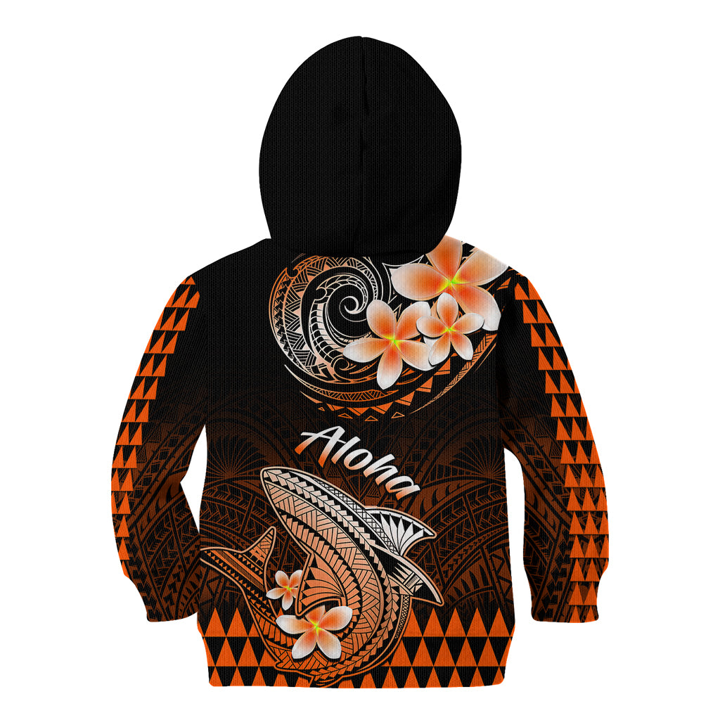 Hawaii Kid Hoodie Polynesian Shark with Kakau Orange Version LT01 - Polynesian Pride