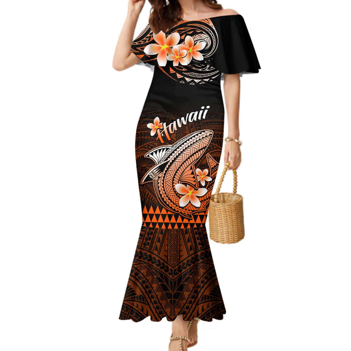 Polynesian Mermaid Dress | 2024 Mermaid Hawaiian Style Long Dress