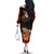 Hawaii Off The Shoulder Long Sleeve Dress Polynesian Shark with Kakau Orange Version LT01 - Polynesian Pride