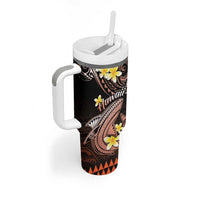 Hawaii Tumbler With Handle Polynesian Shark with Kakau Orange Version LT01 - Polynesian Pride
