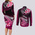 Hawaii Couples Matching Long Sleeve Bodycon Dress and Long Sleeve Button Shirts Polynesian Shark with Kakau Pink Version LT01 - Polynesian Pride