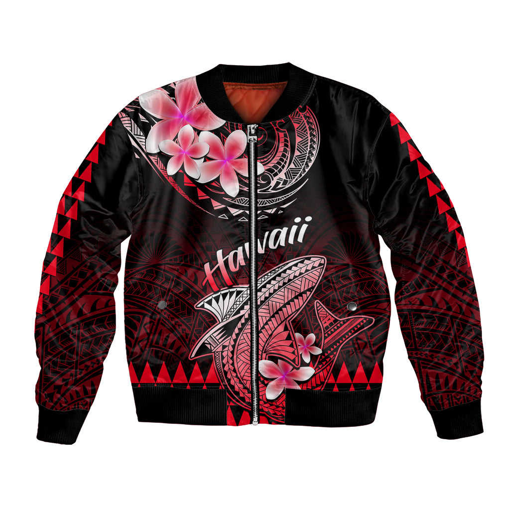 Hawaii Bomber Jacket Polynesian Shark with Kakau Red Version LT01 Unisex Red - Polynesian Pride