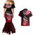 Hawaii Couples Matching Mermaid Dress and Hawaiian Shirt Polynesian Shark with Kakau Red Version LT01 - Polynesian Pride