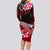 Hawaii Long Sleeve Bodycon Dress Polynesian Shark with Kakau Red Version LT01 - Polynesian Pride