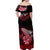 Hawaii Off Shoulder Maxi Dress Polynesian Shark with Kakau Red Version LT01 - Polynesian Pride