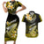 Hawaii Couples Matching Short Sleeve Bodycon Dress and Hawaiian Shirt Polynesian Shark with Kakau Yellow Version LT01 Yellow - Polynesian Pride