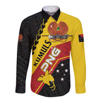 Custom PNG Long Sleeve Button Shirt The Kumuls Are On A Roll LT01 Unisex Black - Polynesian Pride