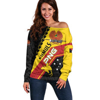 Custom PNG Off Shoulder Sweater The Kumuls Are On A Roll LT01 Women Black - Polynesian Pride