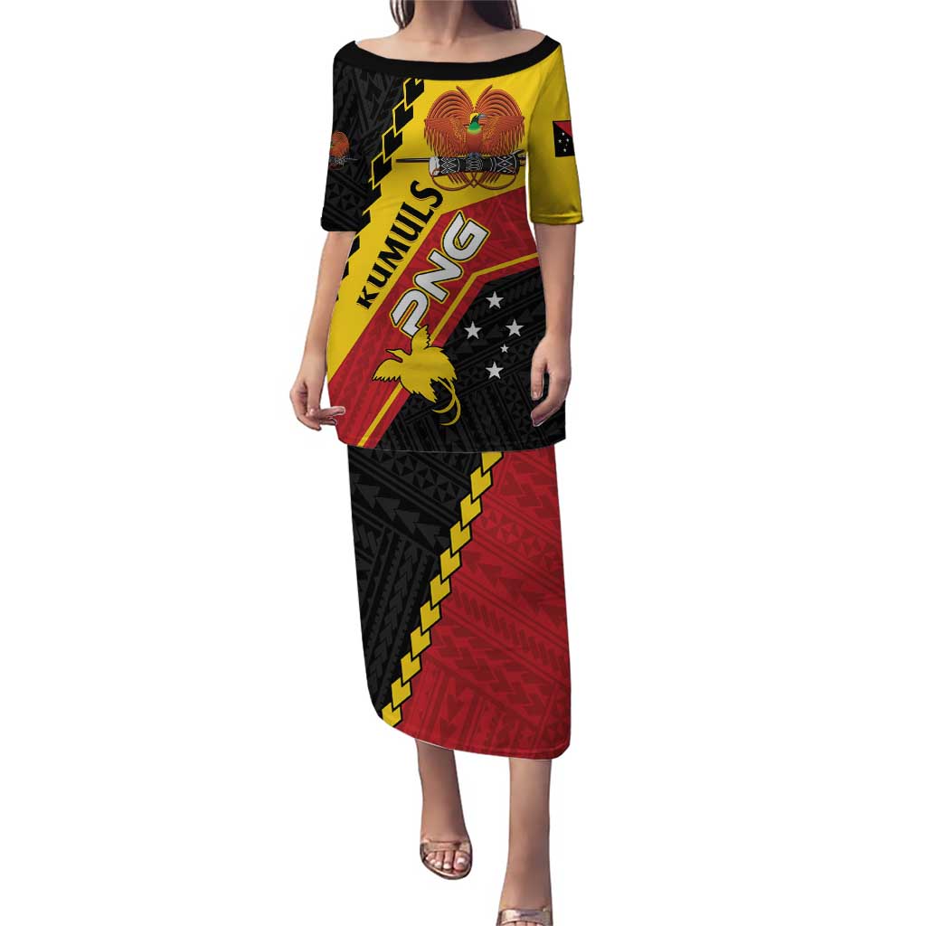 Custom PNG Puletasi The Kumuls Are On A Roll LT01 Long Dress Black - Polynesian Pride