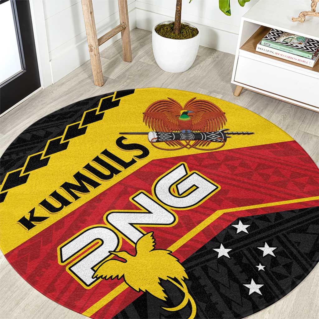 PNG Round Carpet The Kumuls Are On A Roll LT01 Black - Polynesian Pride