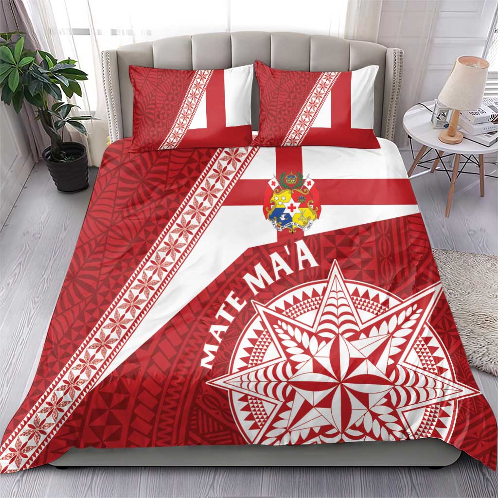 Tonga Rugby Mate Maa Bedding Set Ngatu Pattern LT01 - Polynesian Pride