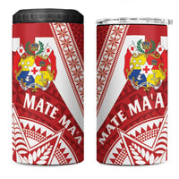 Tonga Rugby Mate Maa 4 in 1 Can Cooler Tumbler Ngatu Pattern LT01 One Size: 16 oz Red - Polynesian Pride