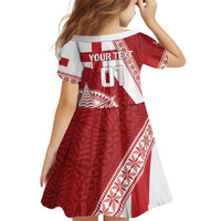 Custom Tonga Rugby Mate Maa Kid Short Sleeve Dress Ngatu Pattern LT01 - Polynesian Pride
