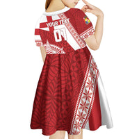 Custom Tonga Rugby Mate Maa Kid Short Sleeve Dress Ngatu Pattern LT01 - Polynesian Pride