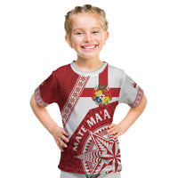 Custom Tonga Rugby Mate Maa Kid T Shirt Ngatu Pattern LT01 Red - Polynesian Pride