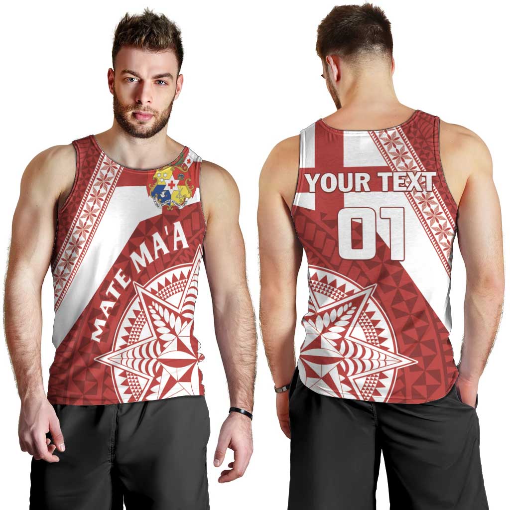 Custom Tonga Rugby Mate Maa Men Tank Top Ngatu Pattern LT01 - Polynesian Pride