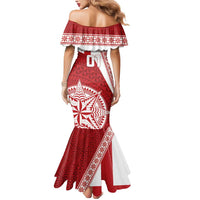 Custom Tonga Rugby Mate Maa Mermaid Dress Ngatu Pattern LT01 - Polynesian Pride