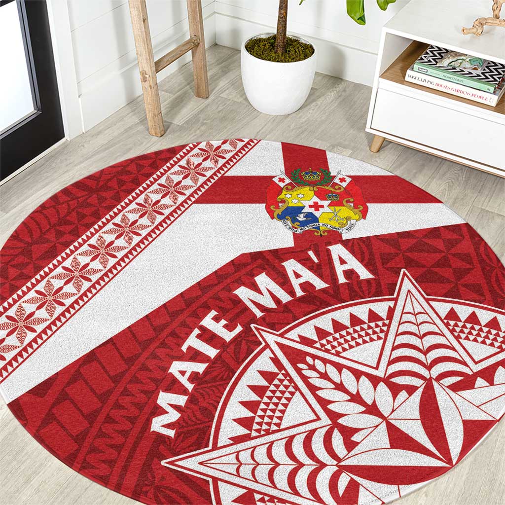 Tonga Rugby Mate Maa Round Carpet Ngatu Pattern LT01 Red - Polynesian Pride