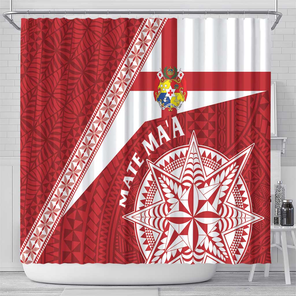 Tonga Rugby Mate Maa Shower Curtain Ngatu Pattern LT01 - Polynesian Pride