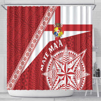 Tonga Rugby Mate Maa Shower Curtain Ngatu Pattern LT01 - Polynesian Pride