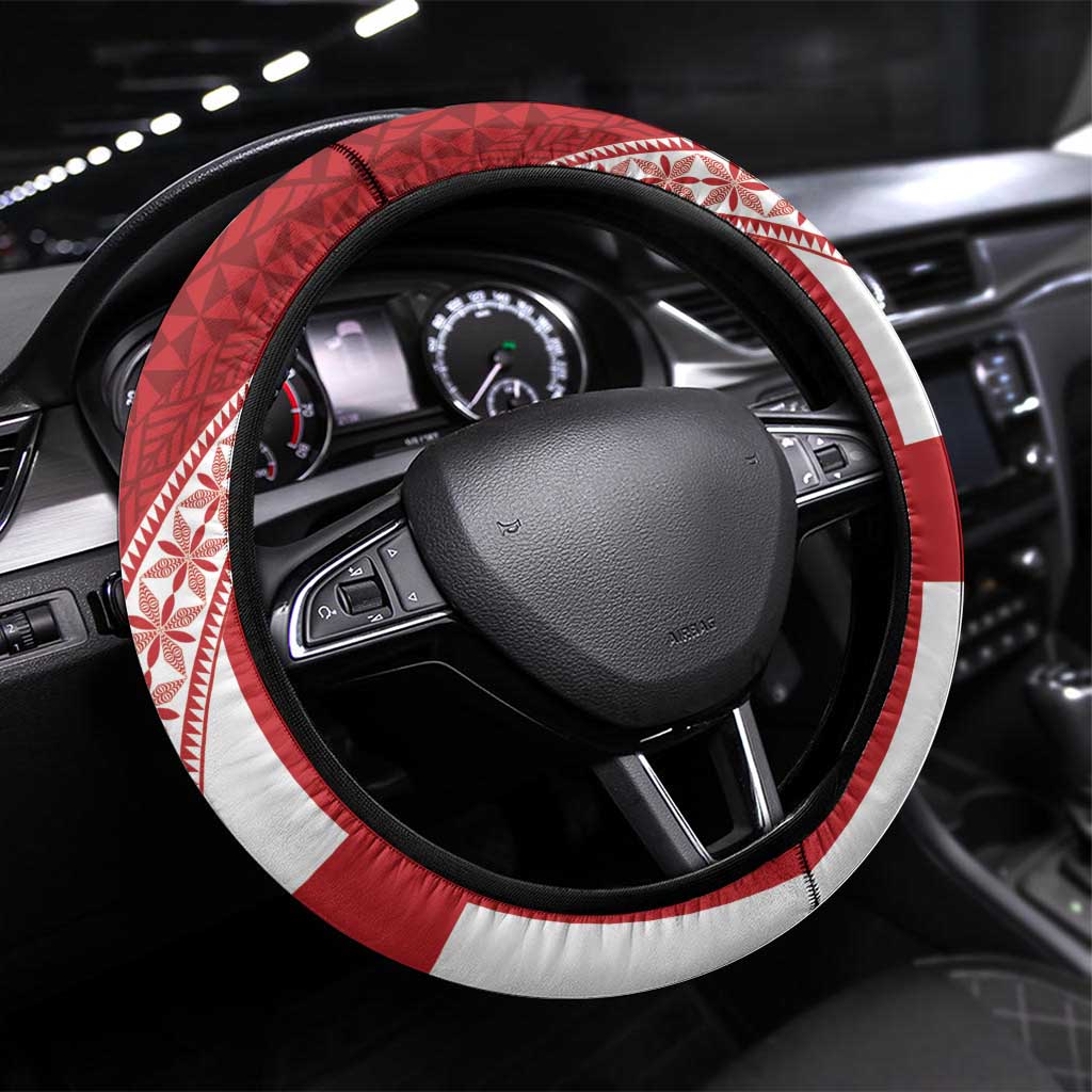 Tonga Rugby Mate Maa Steering Wheel Cover Ngatu Pattern