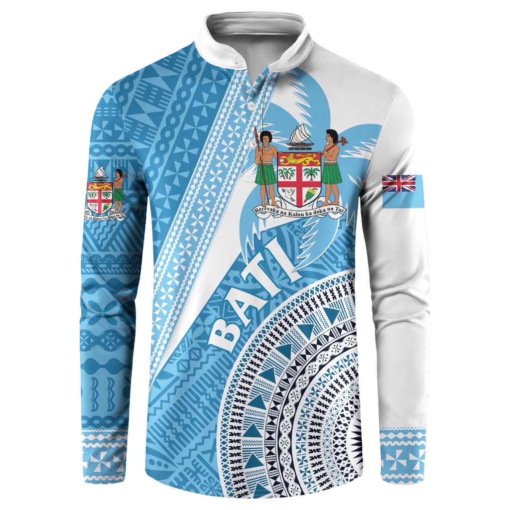 Custom Fiji Rugby Bati Button Sweatshirt Tapa Pattern