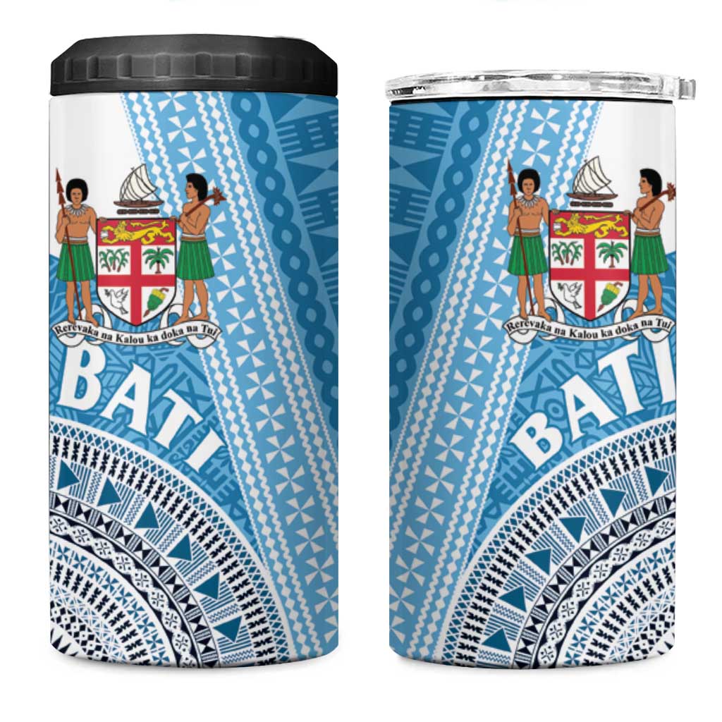 Fiji Rugby Bati 4 in 1 Can Cooler Tumbler Tapa Pattern LT01 One Size: 16 oz Blue - Polynesian Pride