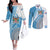 Custom Fiji Rugby Bati Couples Matching Off The Shoulder Long Sleeve Dress and Long Sleeve Button Shirt Tapa Pattern