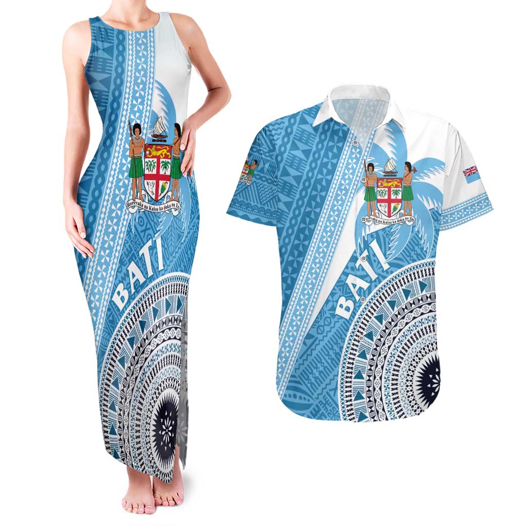 Custom Fiji Rugby Bati Couples Matching Tank Maxi Dress and Hawaiian Shirt Tapa Pattern